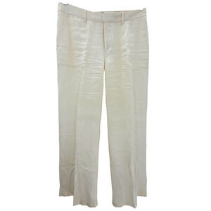 Banana Republic Off‎ White Linen Flat Front Straight Leg